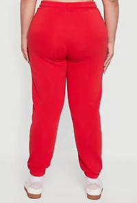 Womens Plus Mid Rise Fleece Lined Tapered Sweatpants,