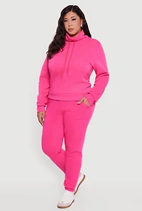 Plus Mid Rise Fleece Lined Tapered Sweatpants