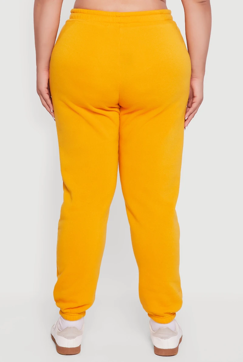 Plus Mid Rise Fleece Lined Tapered Sweatpants