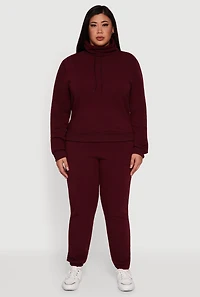 Plus Mid Rise Fleece Lined Tapered Sweatpants