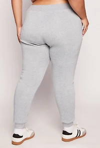 Womens Plus Size Rhinestone Drawstring Joggers, Grey, Size 2X