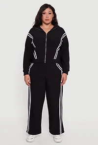 Womens Plus Varsity Stripe Pull On Track Pants,