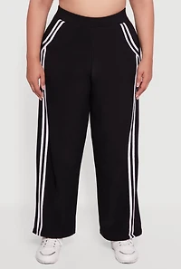 Womens Plus Varsity Stripe Pull On Track Pants,