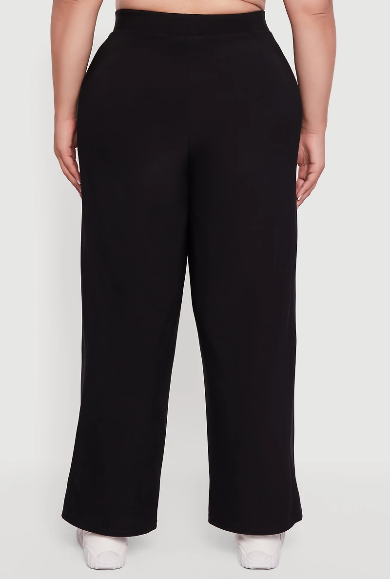 Womens Plus Varsity Stripe Pull On Track Pants,