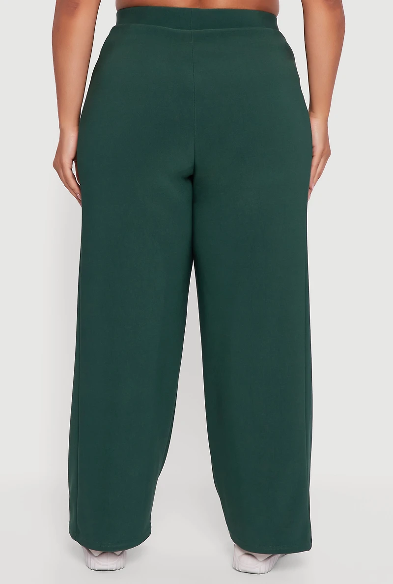 Womens Plus Size Varsity Stripe Pull On Track Pants, Green, Size 2X