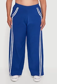 Womens Plus Varsity Stripe Pull On Track Pants, 1X