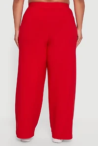 Womens Plus Size Varsity Stripe Pull On Track Pants, Red, Size 1X
