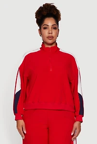 Plus Color Blocked Half Zip Sweatshirt
