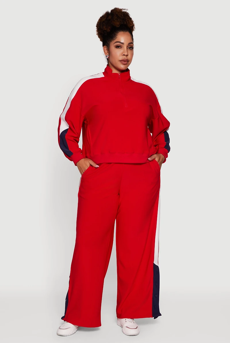 Plus Color Blocked Half Zip Sweatshirt