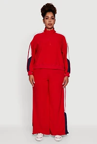 Plus Color Blocked Half Zip Sweatshirt