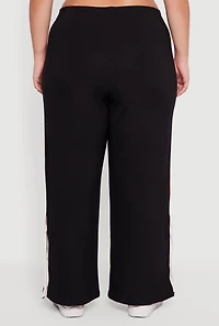 Womens Plus Color Block Snap Button Side Track Pants, 2X