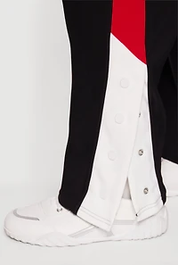 Womens Plus Color Block Snap Button Side Track Pants, 2X