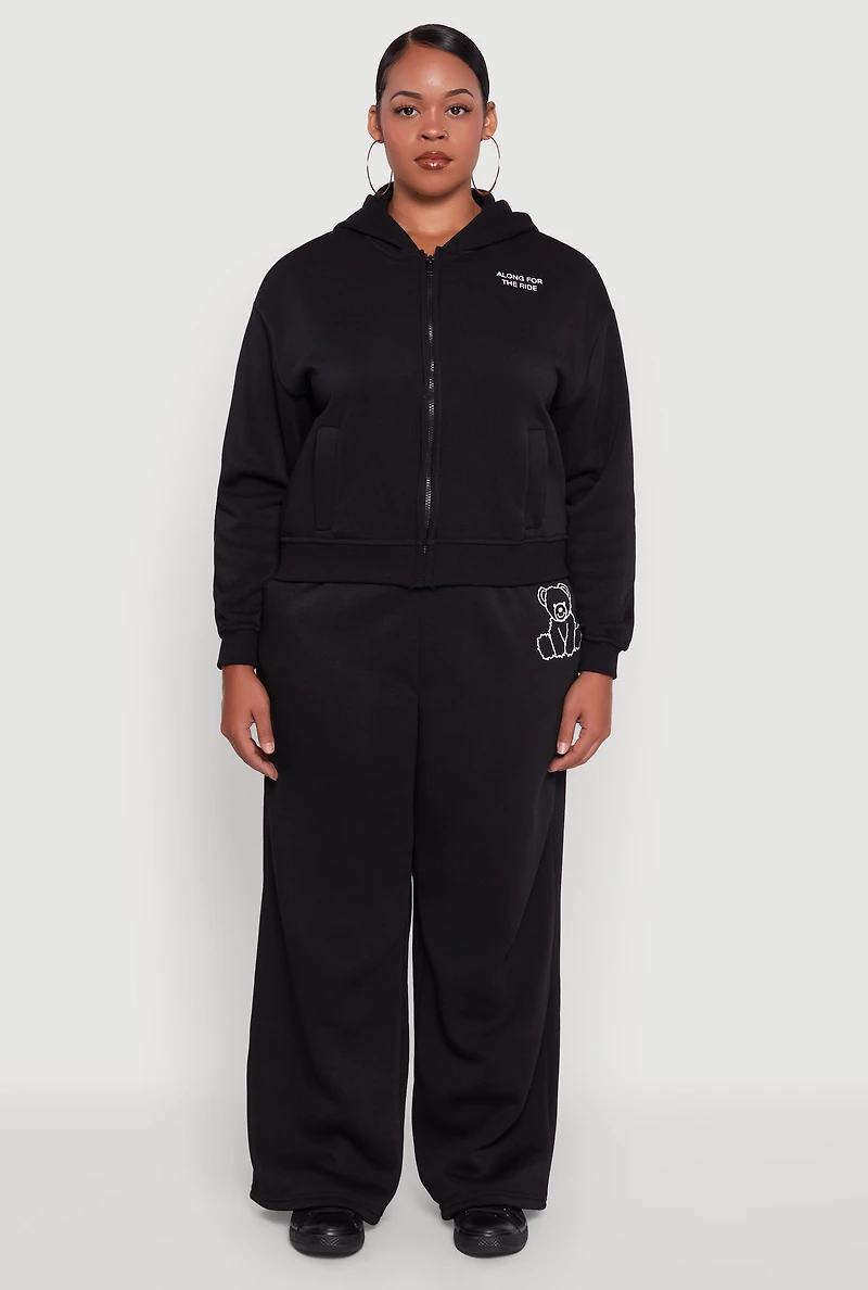 Womens Plus Along For The Ride Bear Graphic Sweatshirt,