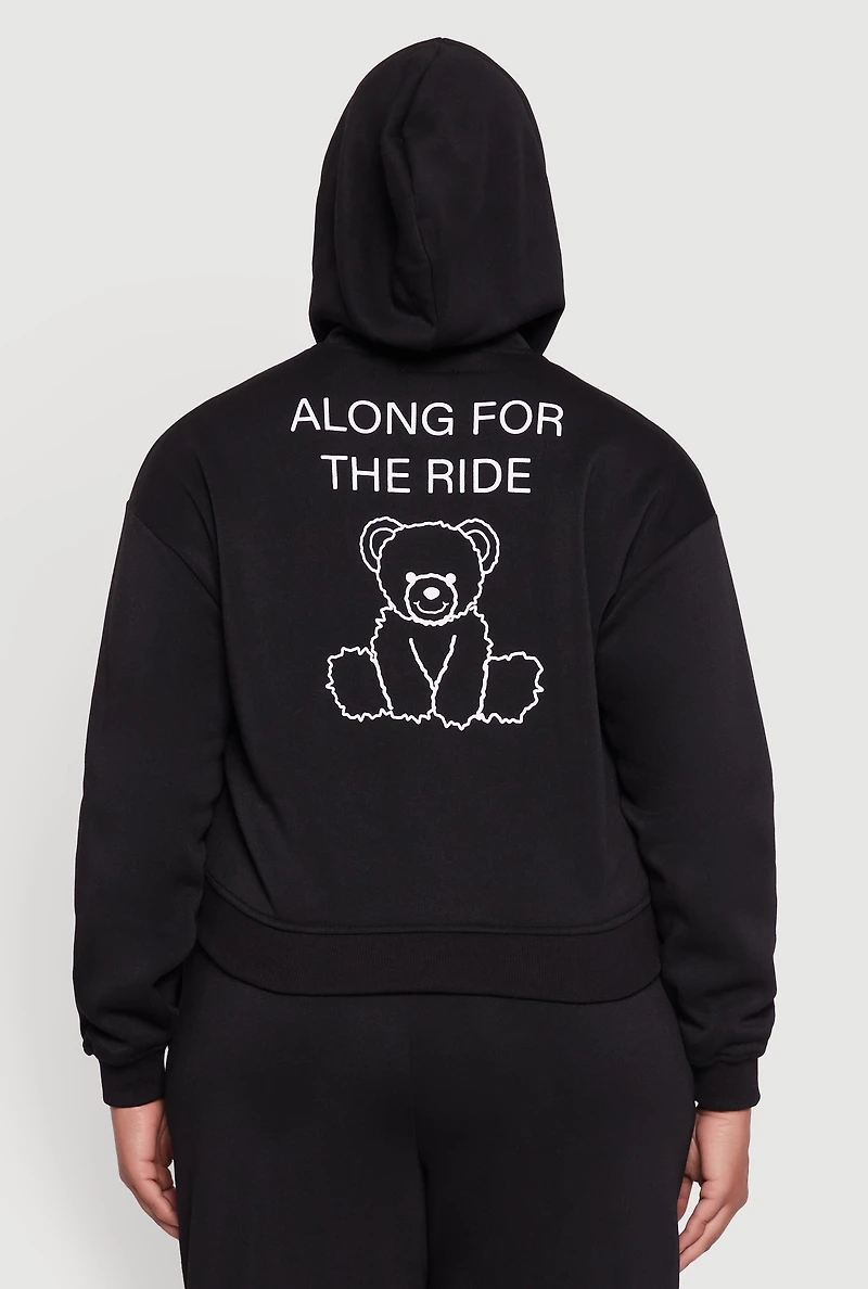 Womens Plus Along For The Ride Bear Graphic Sweatshirt,
