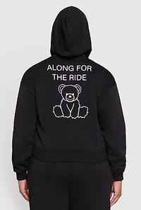 Womens Plus Along For The Ride Bear Graphic Sweatshirt,