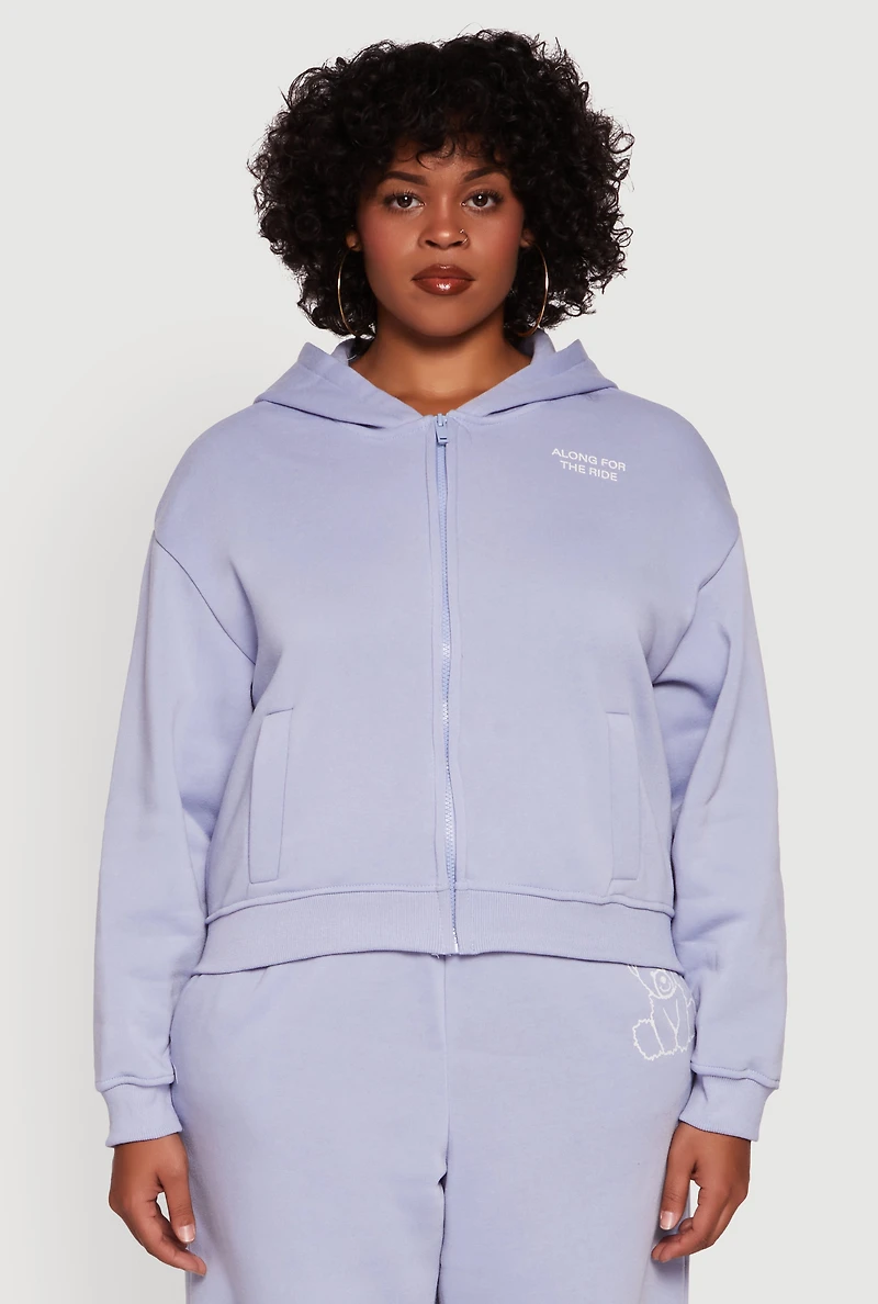 Womens Plus Along For The Ride Bear Graphic Sweatshirt, 3X