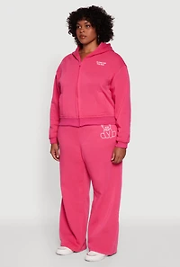 Womens Plus Along For The Ride Bear Graphic Sweatshirt, Pink,
