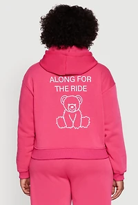 Womens Plus Size Along For The Ride Bear Graphic Sweatshirt, Pink, Size 3X