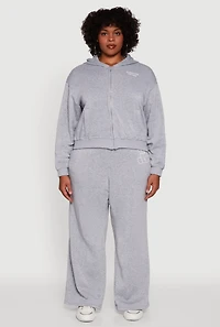 Womens Plus Size Bear Graphic High Waisted Wide Leg Sweatpants, Grey, Size 3X