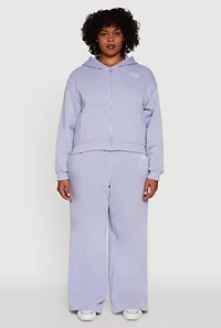 Womens Plus Bear Graphic High Waisted Wide Leg Sweatpants, Blue,