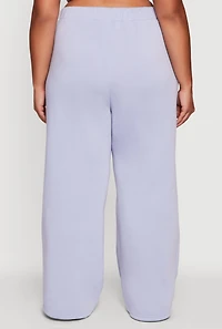 Womens Plus Bear Graphic High Waisted Wide Leg Sweatpants, Blue,