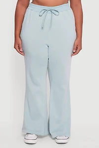 Womens Plus Size Fleece Lined High Waisted Flare Leg Sweatpants, Green, Size 3X