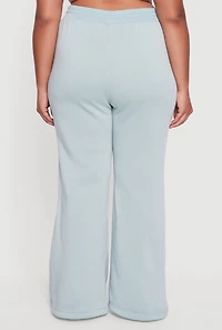 Womens Plus Size Fleece Lined High Waisted Flare Leg Sweatpants, Green, Size 3X