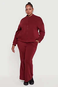 Plus Fleece Lined High Waisted Flare Leg Sweatpants