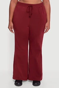 Womens Plus Fleece Lined High Waisted Flare Leg Sweatpants, 2X