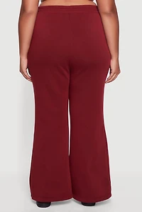 Womens Plus Fleece Lined High Waisted Flare Leg Sweatpants, 2X