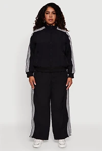 Plus Side Striped Nylon Mock Neck Jacket