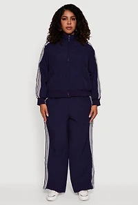 Plus Side Striped Nylon Mock Neck Jacket