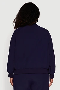 Plus Side Striped Nylon Mock Neck Jacket