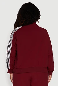 Plus Side Striped Nylon Mock Neck Jacket
