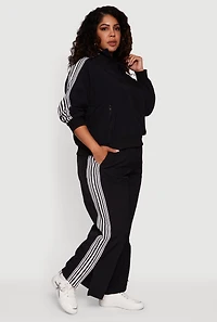 Womens Plus Side Striped Nylon Track Pants, 2X