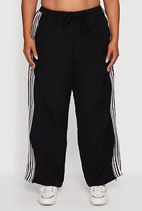 Womens Plus Side Striped Nylon Track Pants, 2X