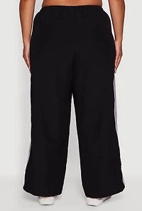 Womens Plus Side Striped Nylon Track Pants, 2X