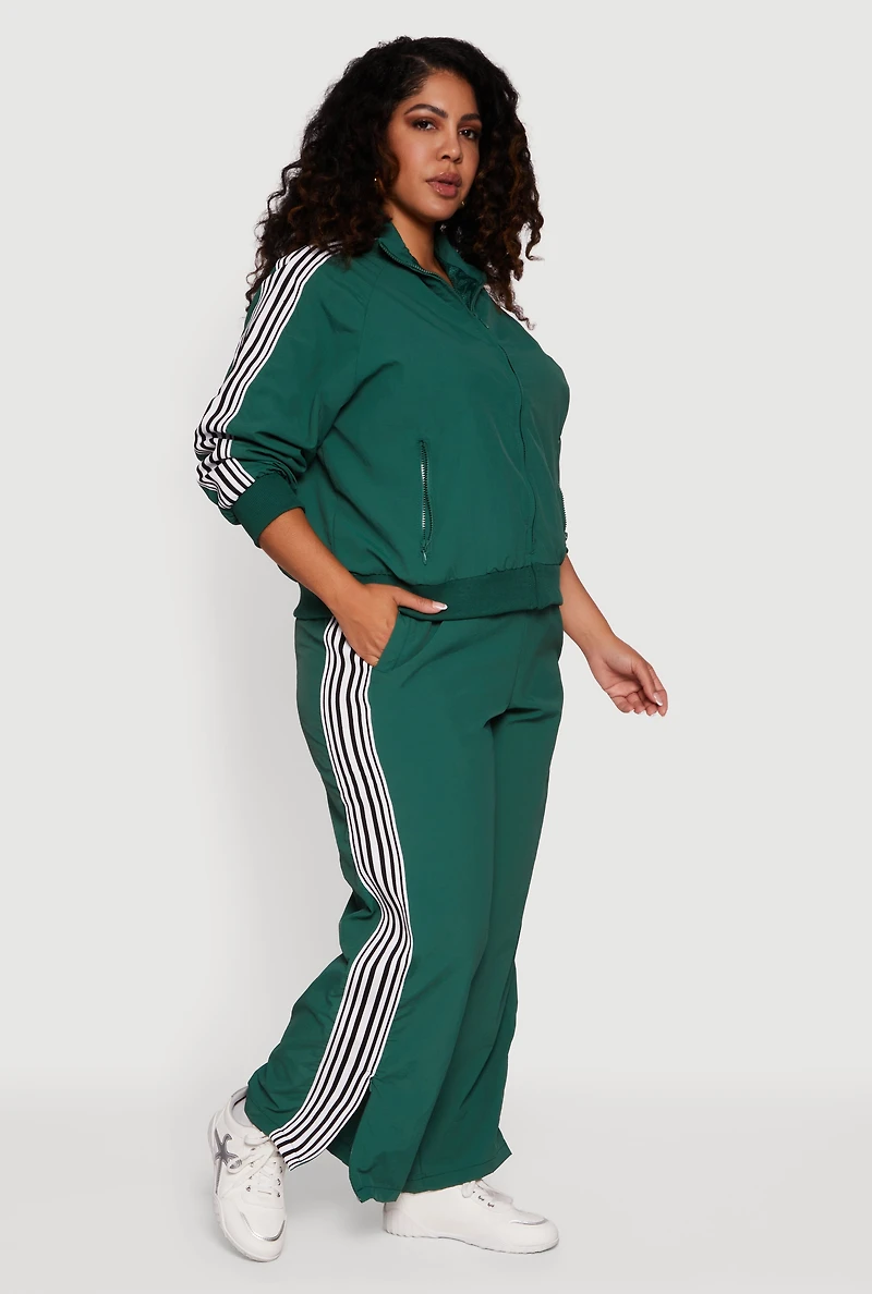 Plus Side Striped Nylon Track Pants