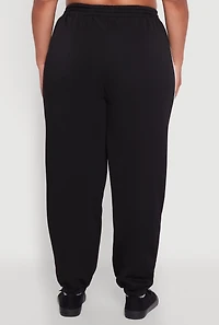 Womens Plus Contrast Trim Pocket Joggers with Side Stripes,