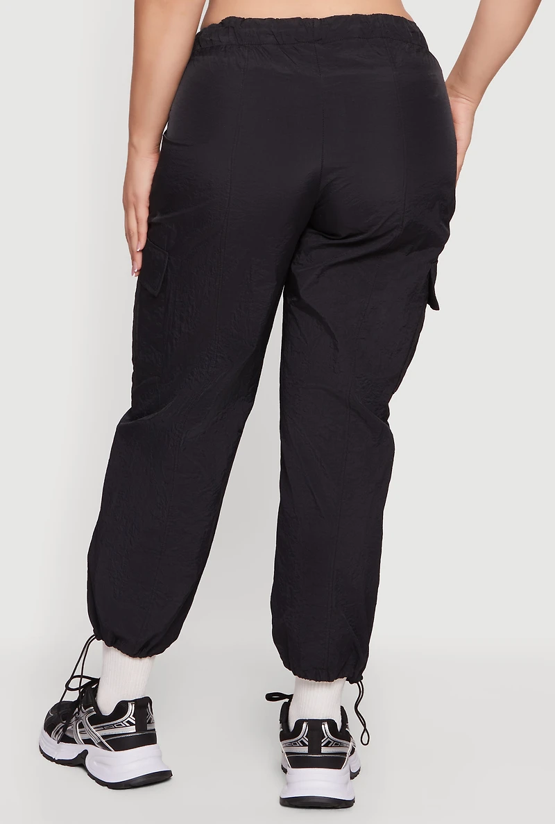 Plus Nylon Toggle Drawstring Cargo Pants