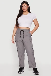 Plus Nylon Drawstring Cargo Pants
