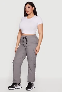 Plus Nylon Drawstring Cargo Pants