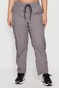 Plus Nylon Drawstring Cargo Pants