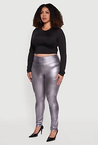 Plus Leather Look High Waisted Leggings