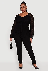 Womens Plus Size High Waisted Scuba Dress Pants, Black, Size 3X