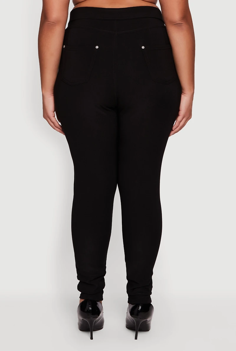 Womens Plus Size High Waisted Scuba Dress Pants, Black, Size 3X