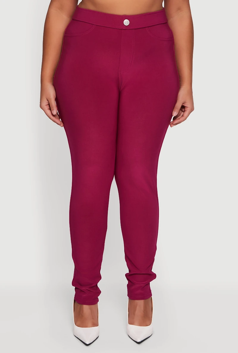 Plus High Waisted Scuba Dress Pants