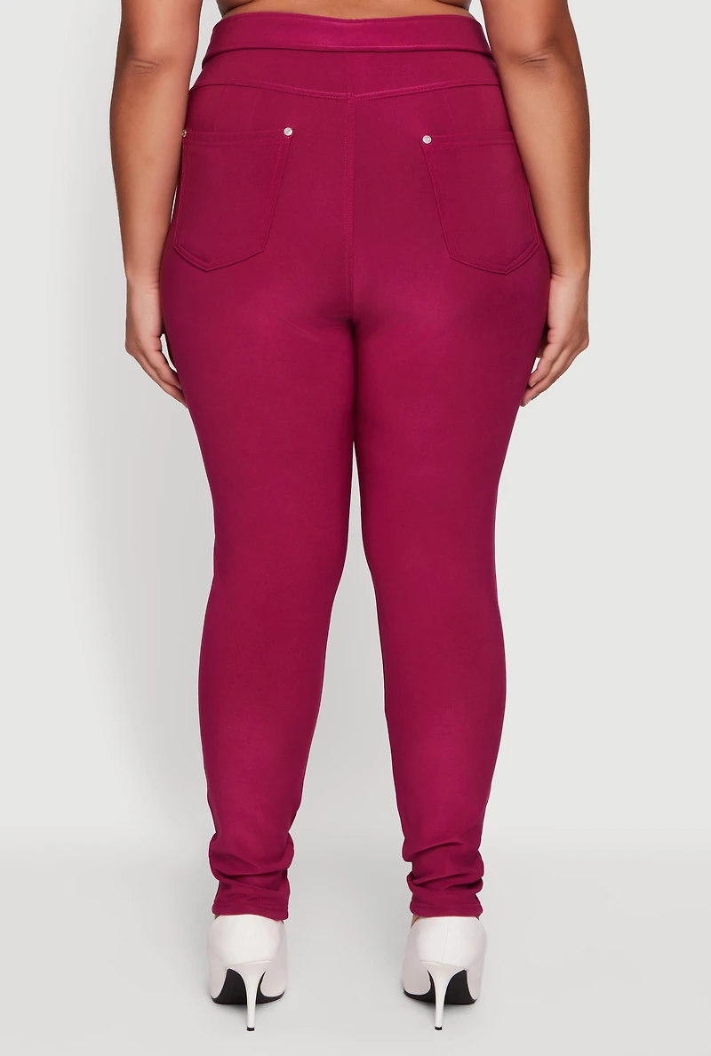 Plus High Waisted Scuba Dress Pants