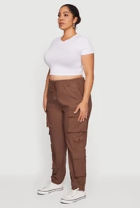 Plus High Waisted Multi Pocket Cargo Joggers