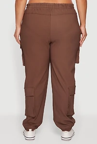 Plus High Waisted Multi Pocket Cargo Joggers